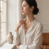 Gold-Tone Stainless Steel Toggle Lariat Necklace – Black Onyx Disc Pendants
