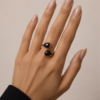 img_0721-2 Gold-Tone Stainless Steel Double Teardrop Ring – Black Marble Stone