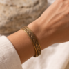Vintage Antique Gold Braided Cuff Bracelet – Woven Pattern Bangle