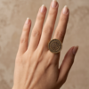 img_0740-2 Vintage Bronze Arabic Calligraphy Coin Ring – Wave Border Statement Ring