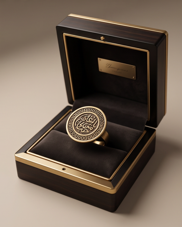 img_0741-2 Vintage Bronze Arabic Calligraphy Coin Ring – Wave Border Statement Ring