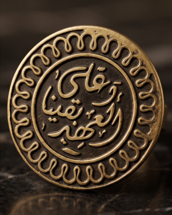 img_0743-2 Vintage Bronze Arabic Calligraphy Coin Ring – Scalloped Border Statement Ring