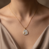 Gold-Tone Stainless Steel Enamel Pendant Necklace – Textured Shell & Pearl Charm