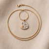 Gold-Tone Stainless Steel Enamel Pendant Necklace – Textured Shell & Pearl Charm