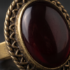 Vintage Antique Gold Oval Ruby-Red Statement Ring – Braided Edge Detail