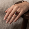 Vintage Antique Gold Oval Ruby-Red Statement Ring – Braided Edge Detail