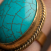 Vintage Antique Gold Large Oval Turquoise Statement Ring – Braided Edge