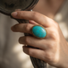 Vintage Antique Gold Large Oval Turquoise Statement Ring – Braided Edge