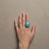 Vintage Antique Gold Large Oval Turquoise Statement Ring – Braided Edge