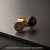 Vintage Gold-Tone Arabic Engraved Coin & Black Onyx Two-Piece Ring