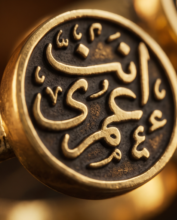 Vintage Gold-Tone Double Coin Ring – “أنت عمري” Arabic Engraved Statement Ring