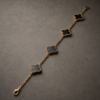 Gold-Tone Stainless Steel Black Clover Bracelet – Enamel Charm Links