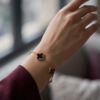 Gold-Tone Stainless Steel Black Clover Bracelet – Enamel Charm Links
