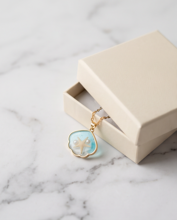 img_0828 Gold-Tone Stainless Steel Shell Pendant Necklace – Ombré Starfish & Pearl Charm