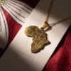 Gold-Tone Stainless Steel Africa Map Pendant Necklace – Engraved Country Outlines