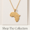 Gold-Tone Stainless Steel Africa Map Pendant Necklace – Engraved Country Outlines