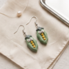 Cute Pea Pod Polymer Clay Earrings – Handmade Googly Eye Charm Earrings