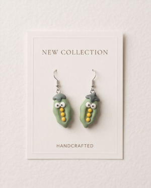 img_0843 Cute Pea Pod Polymer Clay Earrings – Handmade Googly Eye Charm Earrings