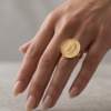 Gold-Tone Stainless Steel Vintage Coin Ring – “Georgius V” Portrait Design