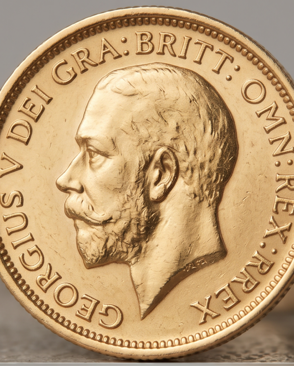 Gold-Tone Stainless Steel Vintage Coin Ring – “Georgius V” Portrait Design