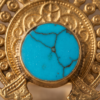 Vintage Antique Gold Turquoise Statement Ring – Sunburst Textured Design