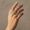 Vintage Antique Gold Turquoise Statement Ring – Sunburst Textured Design