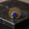 Vintage Antique Gold Lapis Blue Statement Ring – Sunburst Textured Design