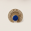 Vintage Antique Gold Lapis Blue Statement Ring – Sunburst Textured Design