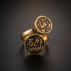 Vintage Gold-Tone Double Coin Arabic Engraved Statement Ring