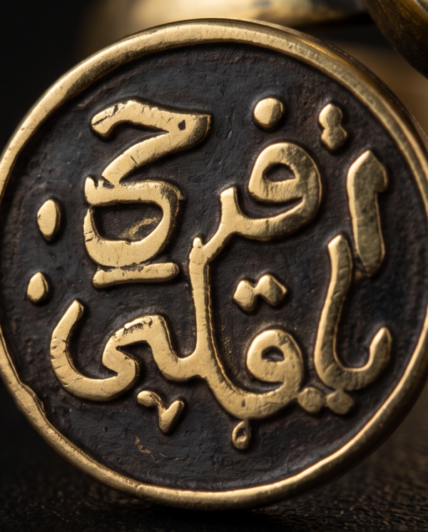 Vintage Gold-Tone Double Coin Arabic Engraved Statement Ring