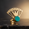 img_0924 Vintage Gold-Tone Art Deco Fan Ring – Green Enamel Stone Accent