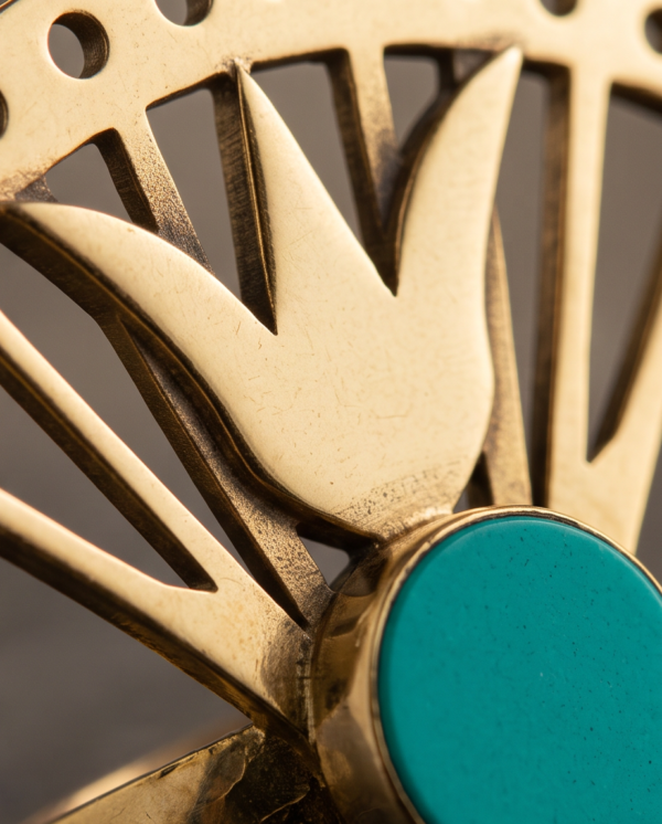 img_0925 Vintage Gold-Tone Art Deco Fan Ring – Green Enamel Stone Accent