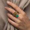 img_0926 Vintage Gold-Tone Art Deco Fan Ring – Green Enamel Stone Accent