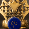 Vintage Gold-Tone Art Deco Crown Ring – Lapis Blue Stone Accent
