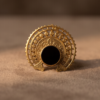 Vintage Antique Gold Black Onyx Statement Ring – Sunburst Textured Design