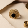 Vintage Antique Gold Black Onyx Statement Ring – Sunburst Textured Design