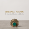 Vintage Antique Gold Green Enamel Statement Ring – Sunburst Textured Design