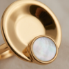 Gold-Tone Stainless Steel Layered Disc Ring – Mother-of-Pearl Accent