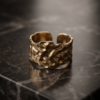 img_0956 Molten Textured Wide Cuff Ring — Gold-Tone Stainless Steel, Adjustable