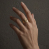 img_0958 Molten Textured Wide Cuff Ring — Gold-Tone Stainless Steel, Adjustable