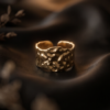 img_0959 Molten Textured Wide Cuff Ring — Gold-Tone Stainless Steel, Adjustable