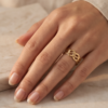 Braided Weave Wide Band Ring — Gold-Tone Stainless Steel, Adjustable