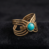 Turquoise Stone Multi-Band Wire Ring — Gold-Tone Stainless Steel