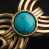 Turquoise Stone Multi-Band Wire Ring — Gold-Tone Stainless Steel