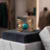 Turquoise Stone Multi-Band Wire Ring — Gold-Tone Stainless Steel