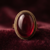 Oval Ruby-Red Stone Statement Ring — Vintage Copper Tone, Adjustable