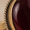 Oval Ruby-Red Stone Statement Ring — Vintage Copper Tone, Adjustable