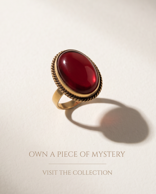 Oval Ruby-Red Stone Statement Ring — Vintage Copper Tone, Adjustable