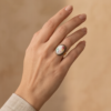 Oval Ivory Stone Ring with Multicolour Inlay — Vintage Copper Tone, Adjustable