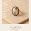 Oval Ivory Stone Ring with Multicolour Inlay — Vintage Copper Tone, Adjustable
